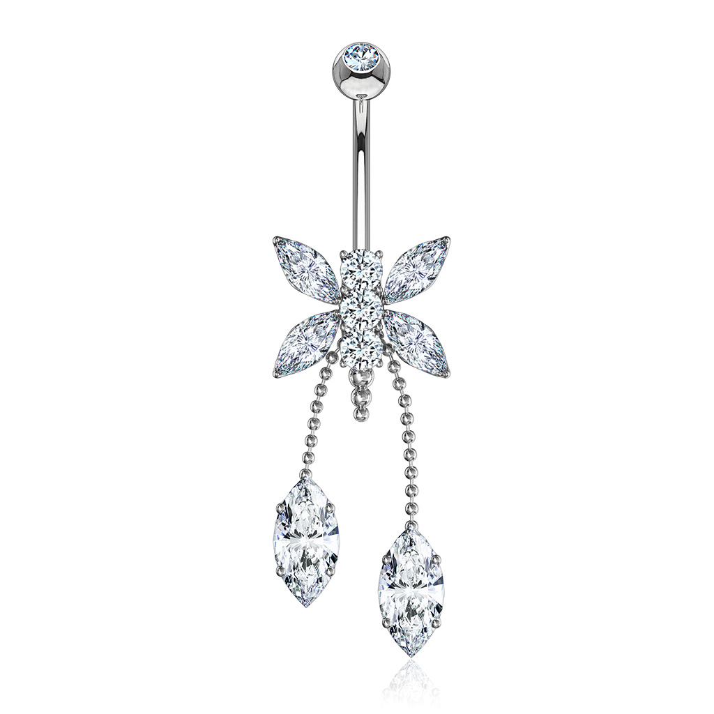 Bauchnabelpiercing aus 14 Karat Gold mit einer Libelle
