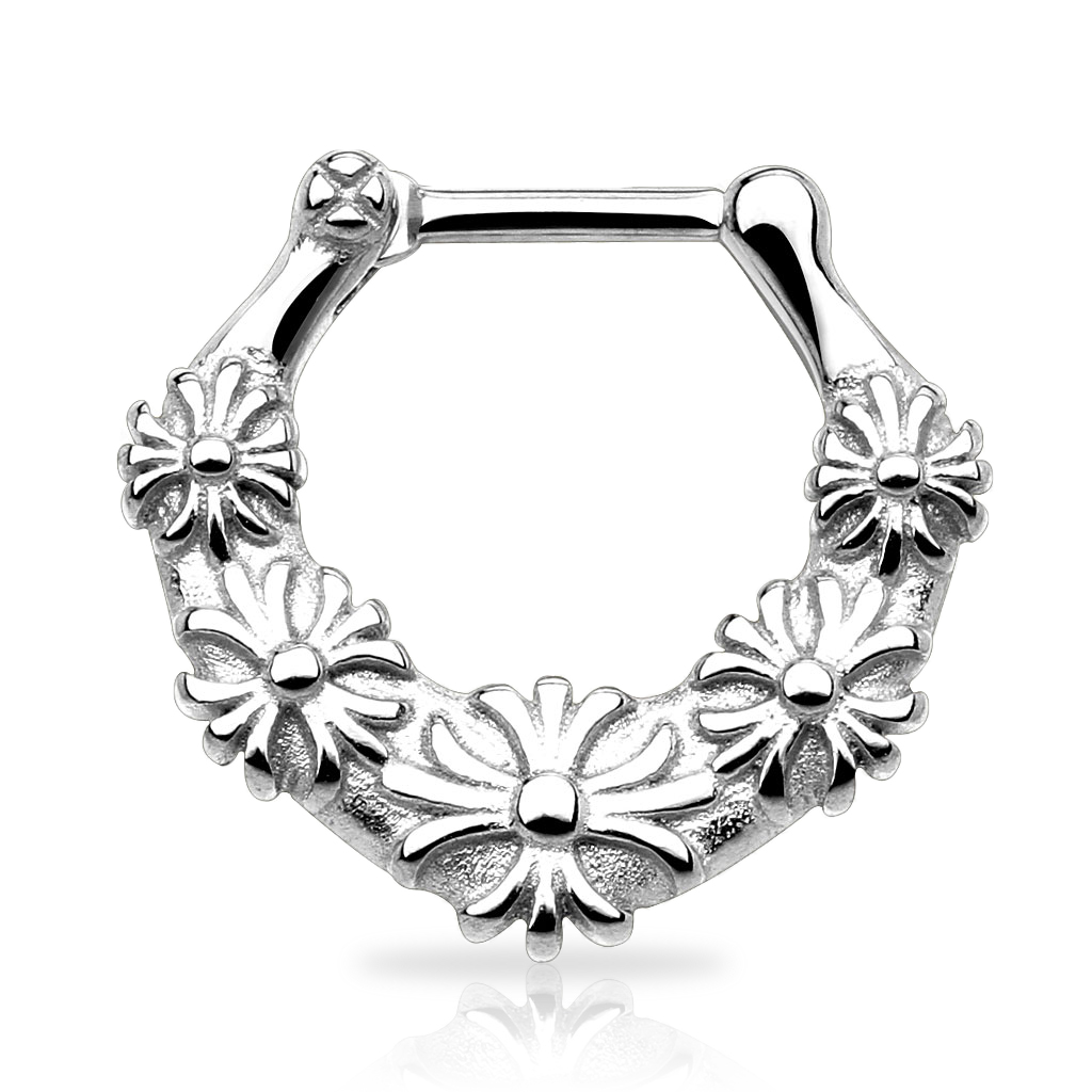 Septumpiercing aus Chirurgenstahl mit Blumen