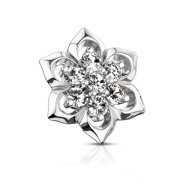 Steinbesetzte Blume Aus Exklusivem 14 Karatigen Gold