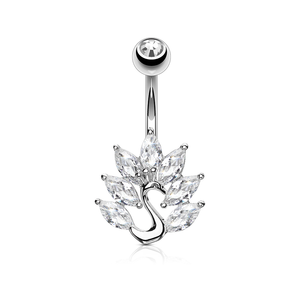 Bauchnabelpiercing mit Pfau
